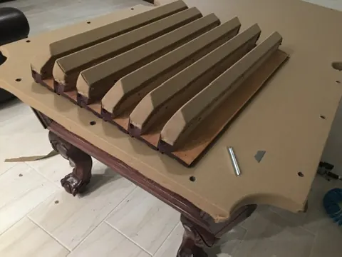 pool table moving service in Denton TX, table broken down and wrapped for transport