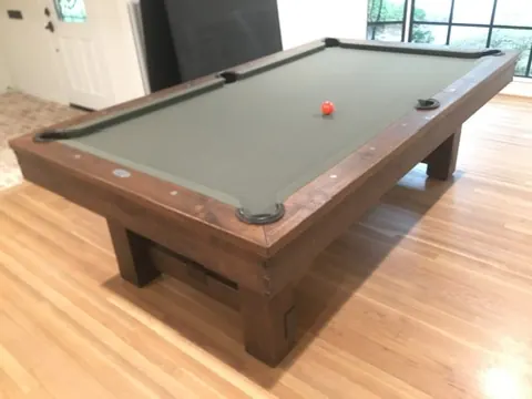 pool table movers Pasadena TX, slate table after reassembly and leveling