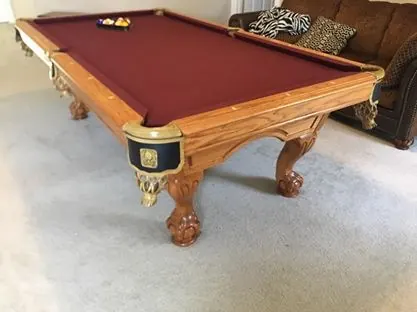 pool table setup and delivery Spring TX, table broken down and wrapped for transport