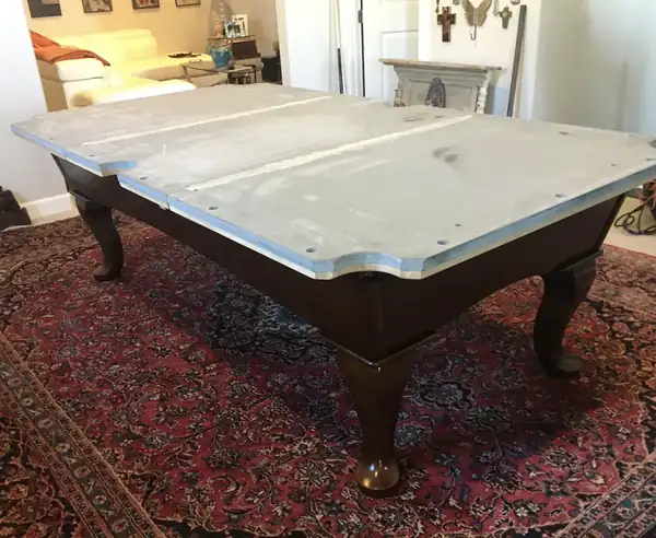 pool table disassembly and move Garland TX, fully assembled table ready for play
