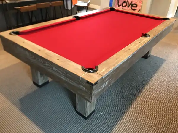 pool table moving service in Corpus Christi TX, rails and frame during refelt service