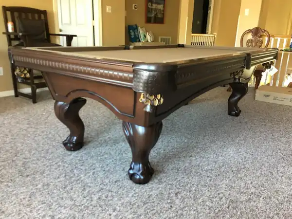pool table setup and delivery Katy TX, new cloth installed on bed and rails