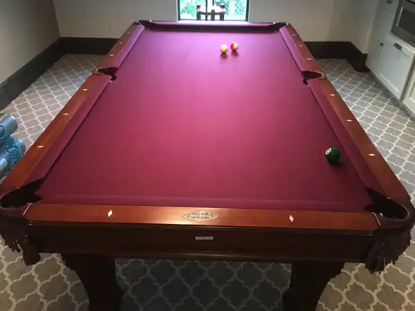 pool table refelting Pflugerville TX, slate table after reassembly and leveling
