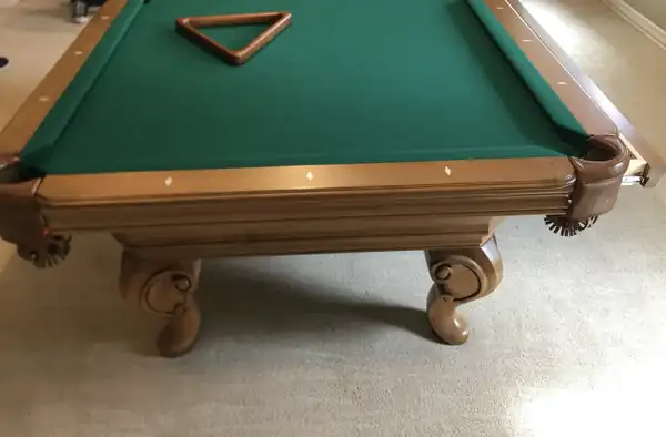 pool table repair Mansfield TX, new cloth installed on bed and rails