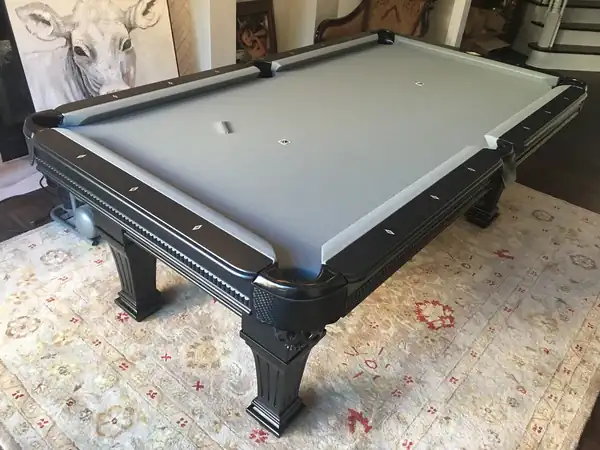 pool table moving service in North Richland Hills TX, slate table after reassembly and leveling