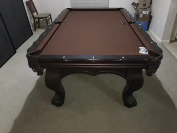 pool table refelting Pasadena TX, table broken down and wrapped for transport