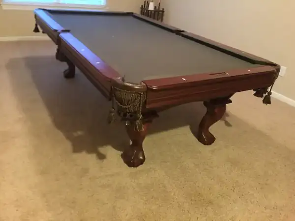 pool table moving service in Mansfield TX, fully assembled table ready for play