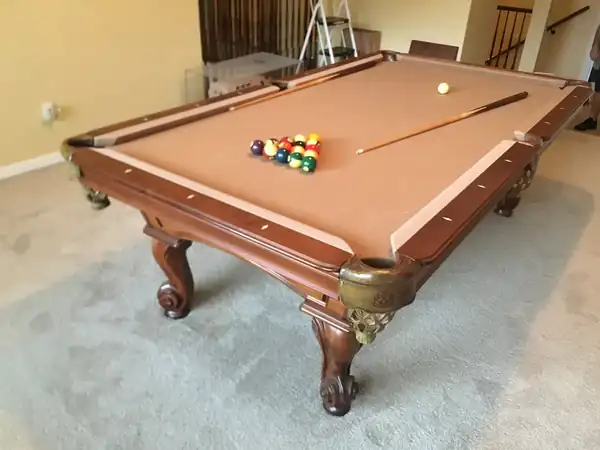 pool table refelting Austin TX, rails and frame during refelt service