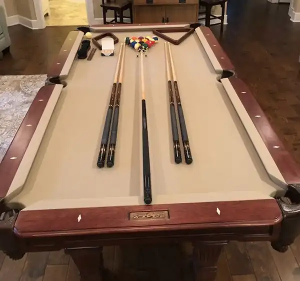 pool table disassembly and move Denton TX, finished table after a full service visit