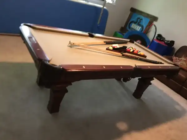 pool table leveling League City TX, table broken down and wrapped for transport