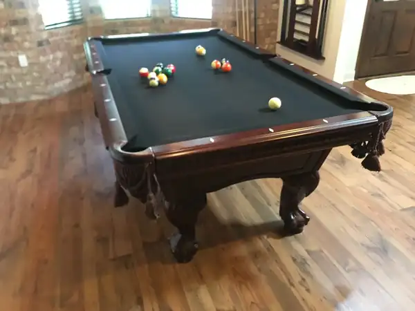 pool table installation Denton TX, rails and frame during refelt service