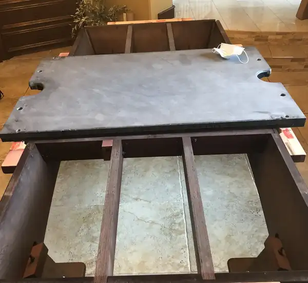 pool table installation Abilene TX, table broken down and wrapped for transport