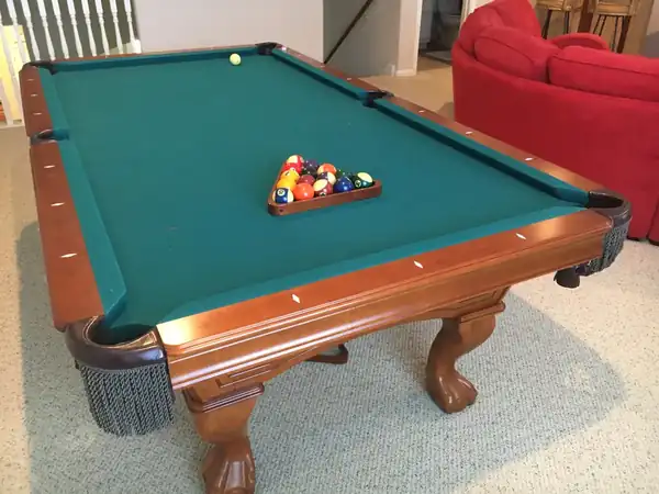 pool table setup and delivery Leander TX, slate table after reassembly and leveling