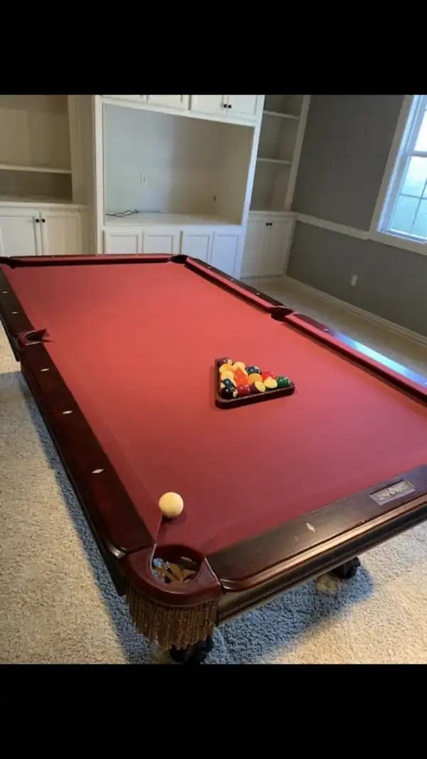 pool table repair Corpus Christi TX, slate table after reassembly and leveling