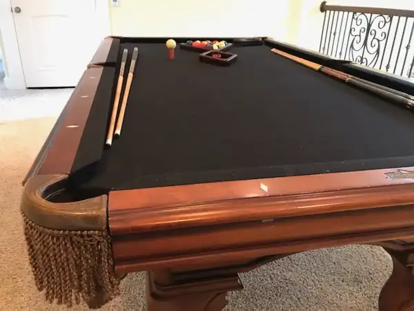 pool table moving service in Spring TX, rails and frame during refelt service