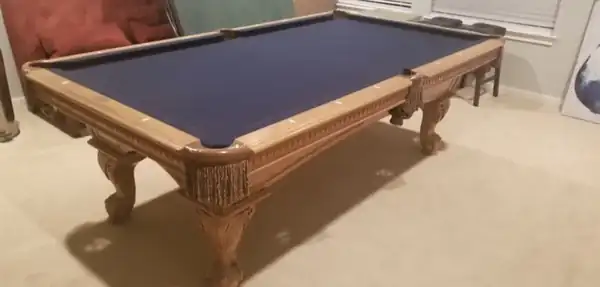 pool table movers Leander TX, new cloth installed on bed and rails