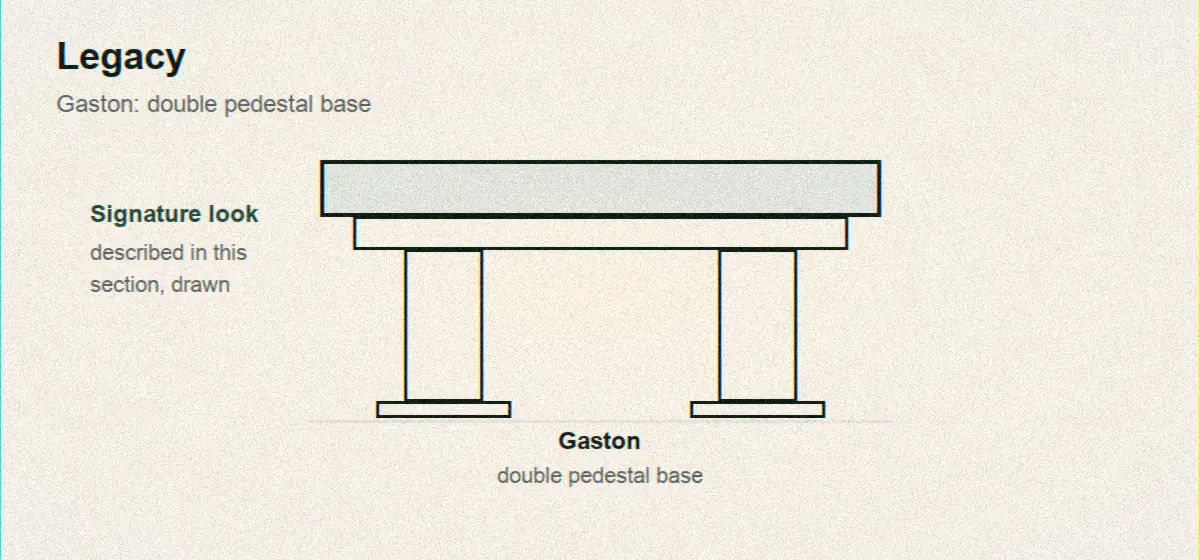 Legacy Gaston drawn with its double pedestal base, the styled family table